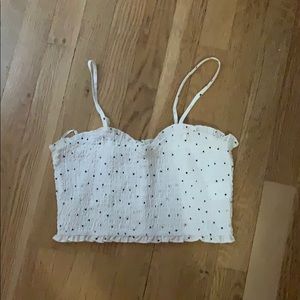 White with blue polka dot crop top